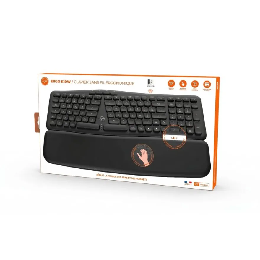 Mobility Lab - Clavier sans fil ERGONOMIQUE - Azerty - noir