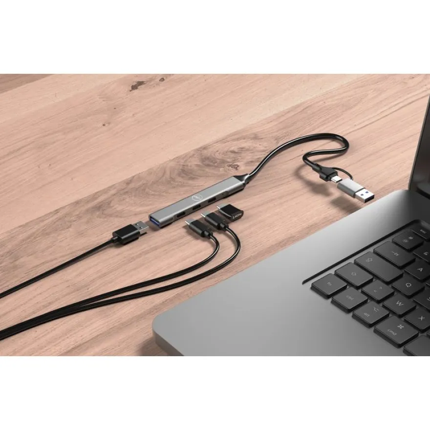 Mobility Lab - Hub 3 ports USB-C + 1 port USB A - gris sidéral