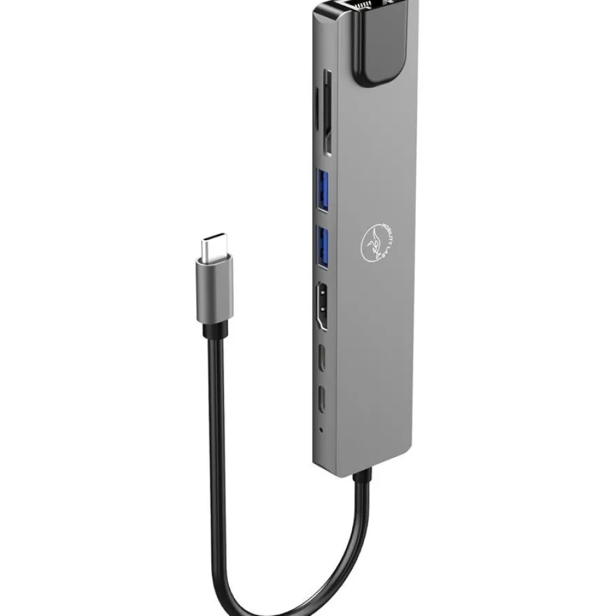Mobility Lab - Hub Adaptateur USB-C 8-en 1 - 100W - gris sideral
