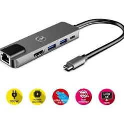 Mobility Lab - Hub Adapter USB-C 5-en-1 - 100W - gris sideral