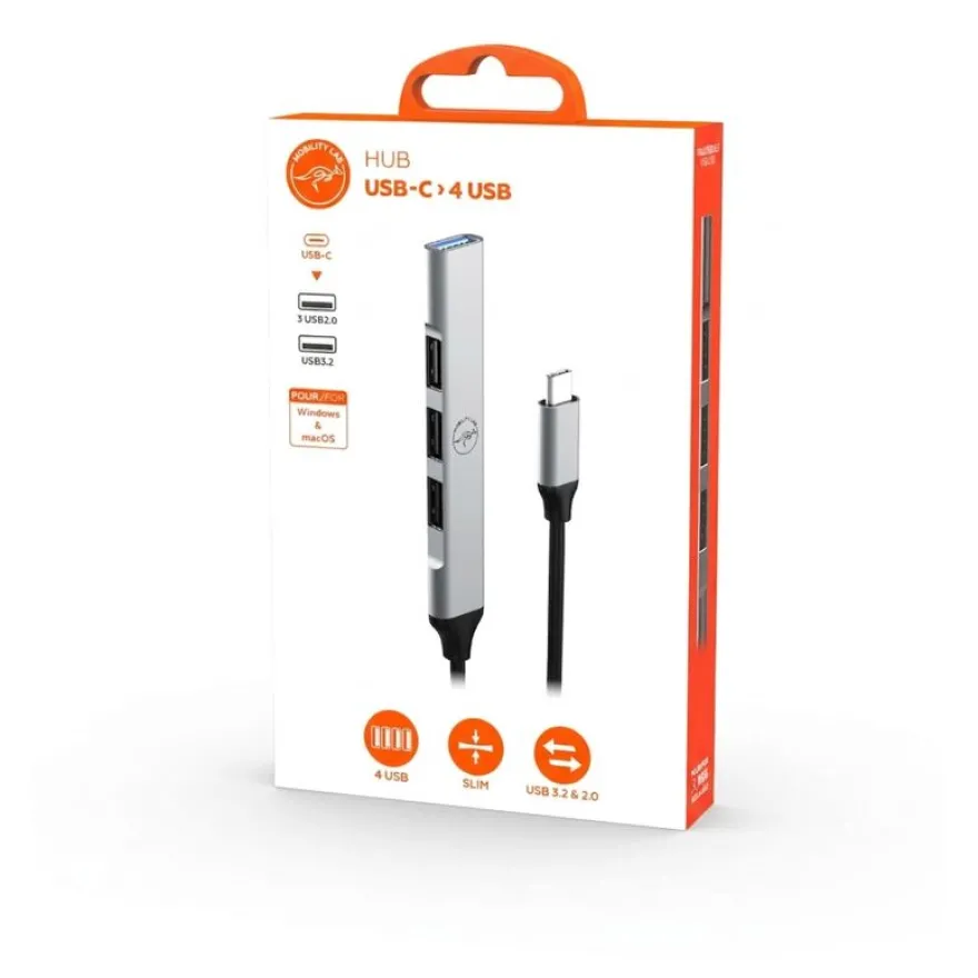 Mobility Lab - Hub USB-C 4 ports - gris sidéral