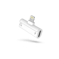 Mobility Lab - Lightning vers prise casque/adaptateur de charge - Lightning mâle pour mini-phone stereo 3.5 mm, Lightning femelle - blanc
