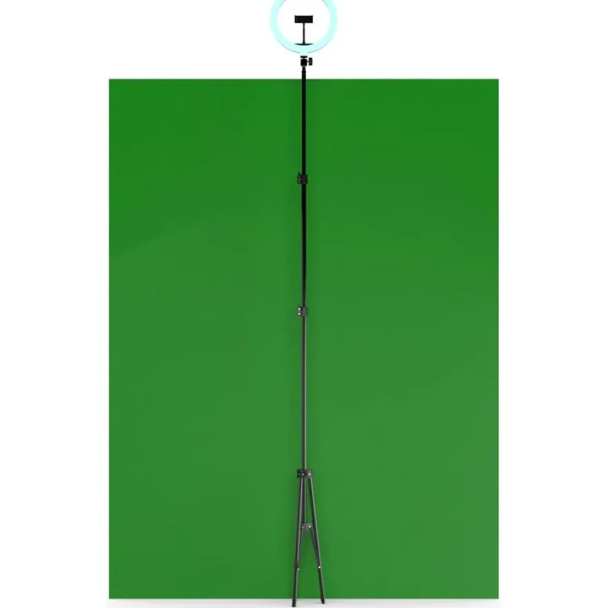 Mobility Lab - Pack anneau lumineux LED selfie + fond vert 2M - noir