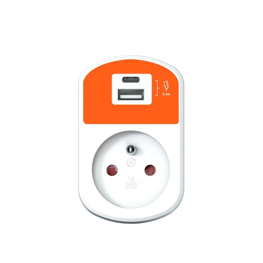 Mobility Lab - Prise murale + Chargeur Rapide USB-A & USB-C - blanc