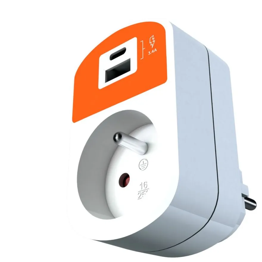 Mobility Lab - Prise murale + Chargeur Rapide USB-A & USB-C - blanc