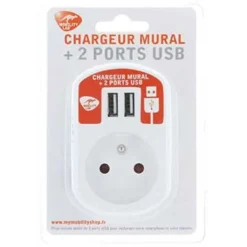 Mobility Lab - Prise murale avec 2 ports USB - blanc