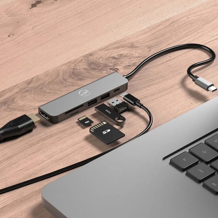Mobility Lab - Station d'accueil USB-C 6-en 1 - gris
