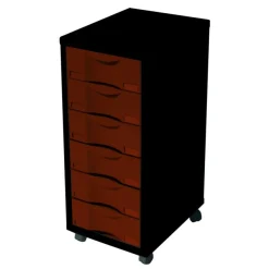 Module de bureau - 6 tiroirs - 71x30x39 - noir et rouge