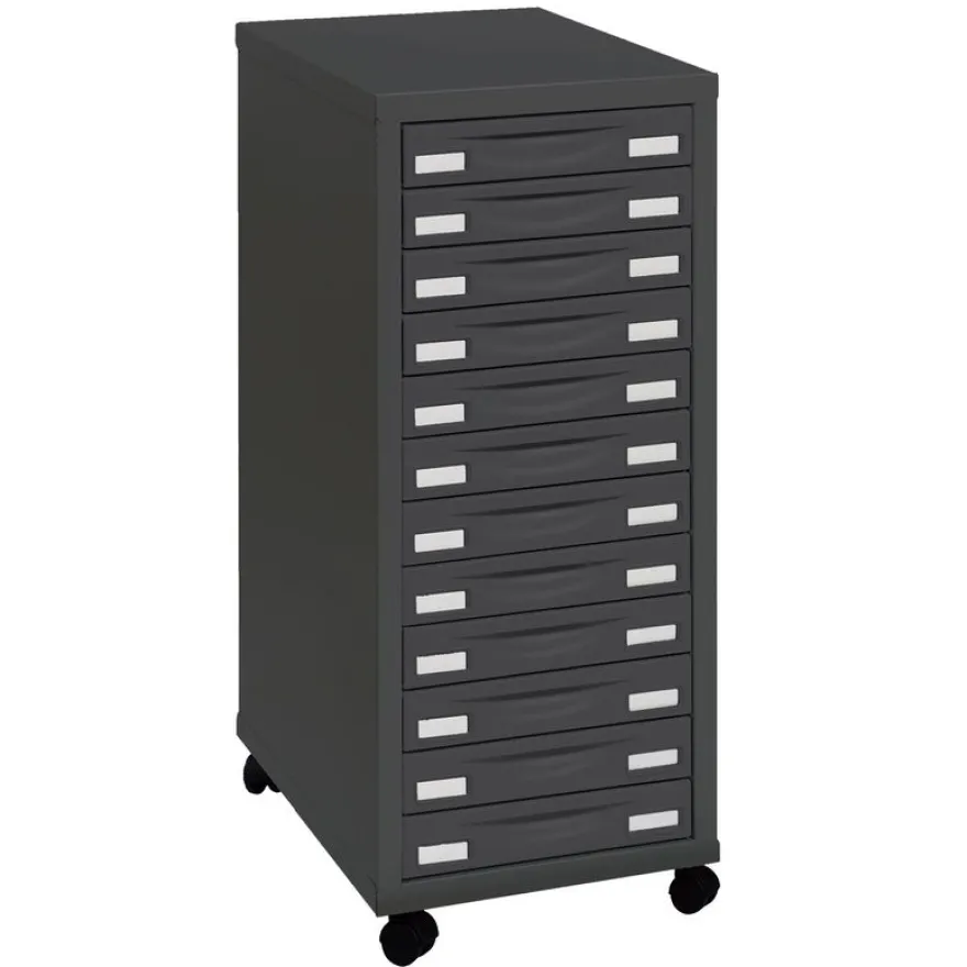 Module de rangement à roulettes 12 tiroirs - anthracite