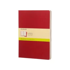 Moleskine Cahier - Journal - reliure cousue - XL - 190 x 250 mm - papier ivoire - uni - couverture rouge canneberge - carton (pack de 3)