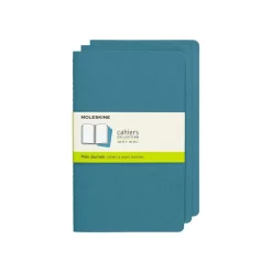 Moleskine Cahier - Journal - reliure cousue - large - 130 x 210 mm - papier ivoire - uni - brisk blue cover - carton (pack de 3)