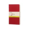 Moleskine Cahier - Journal - reliure cousue - large - 130 x 210 mm - papier ivoire - uni - couverture rouge canneberge - carton (pack de 3)