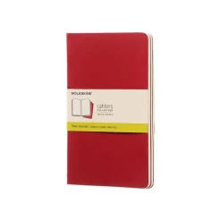 Moleskine Cahier - Journal - reliure cousue - large - 130 x 210 mm - papier ivoire - uni - couverture rouge canneberge - carton (pack de 3)