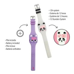 Montre panda Back2Fun - design kawaii en silicone - affichage 12 h - pile incluse