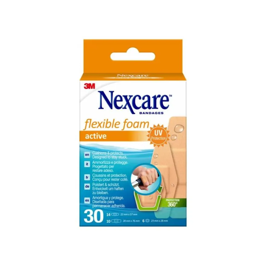 Nexcare Active Flexible foam - Assortiment de 30 pansements - chair