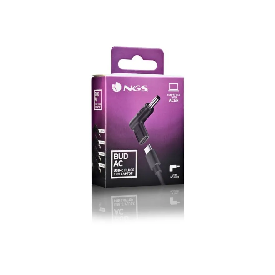 NGS BUD-AC - Kit adaptateur de connecteur d'alimentation - Alimentation USB (100 W) - noir