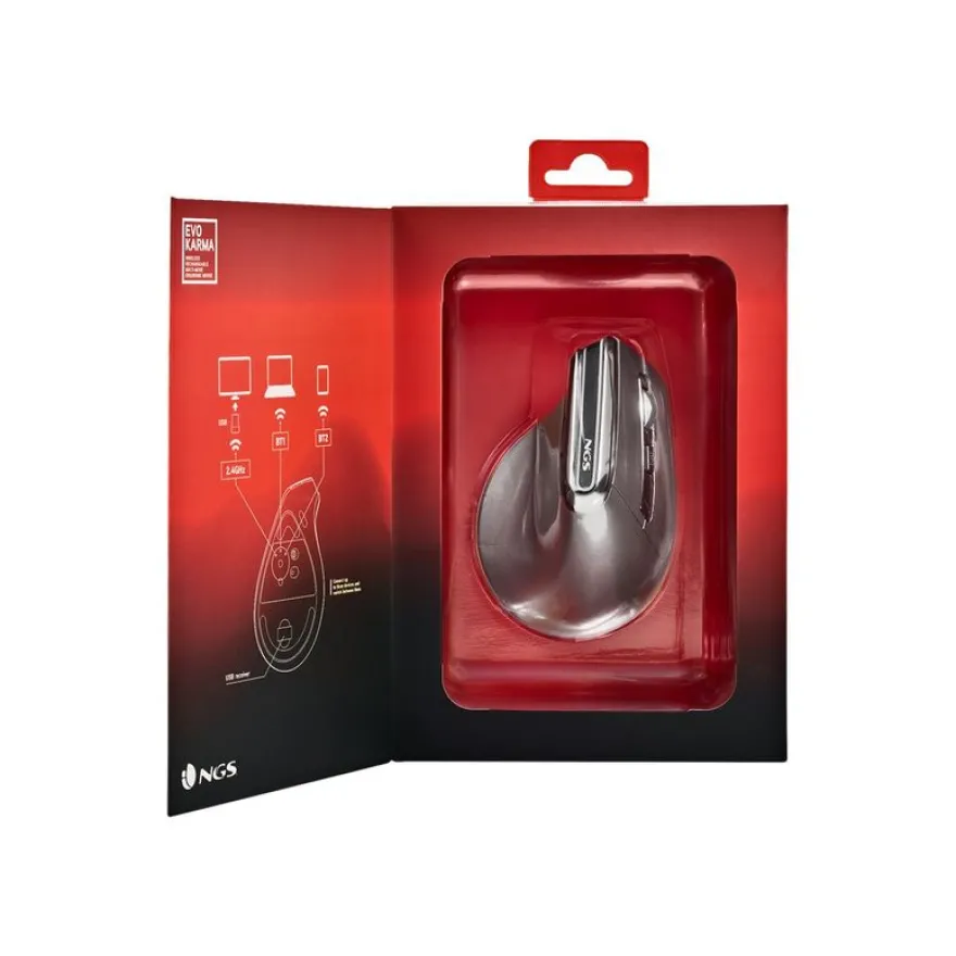 NGS Evo - souris ergonomique sans fil - noir