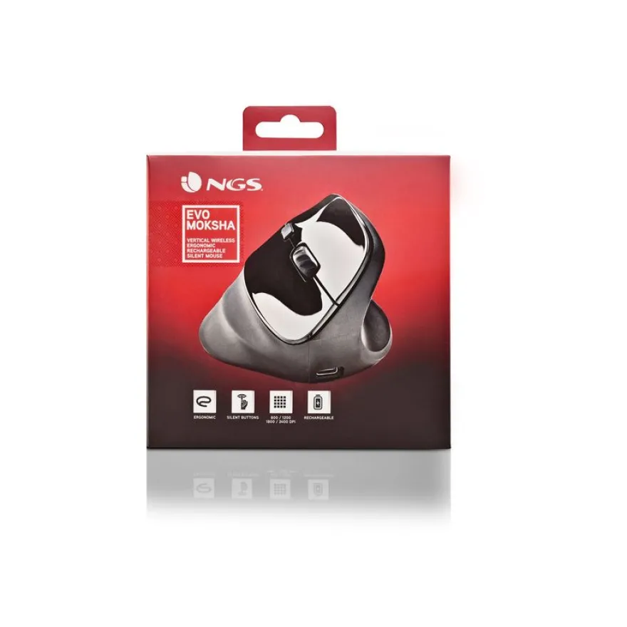 NGS EVO MOKSHA - Souris sans fil ergonomique pour droitiers - 5 boutons - noir