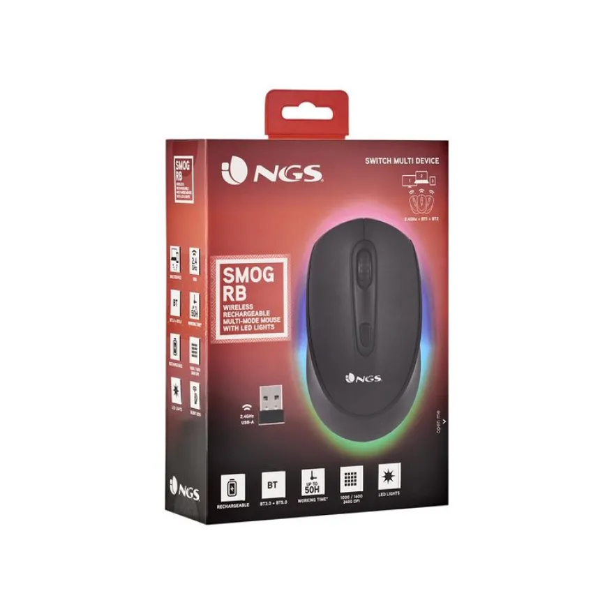 NGS Smog-RB - souris sans fil - noir