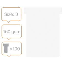 Nobo - 100 Fiches en T - Taille 3 - blanc