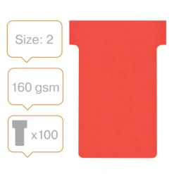 Nobo - 100 Fiches en T - Taille 2 - rouge
