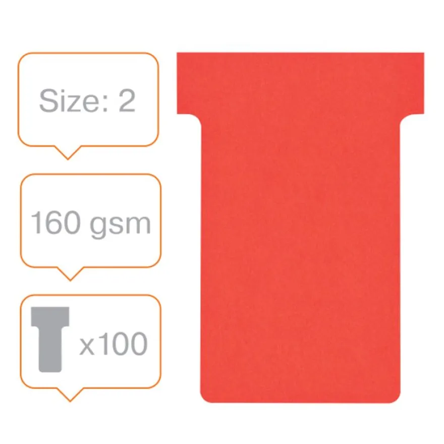 Nobo - 100 Fiches en T - Taille 2 - rouge
