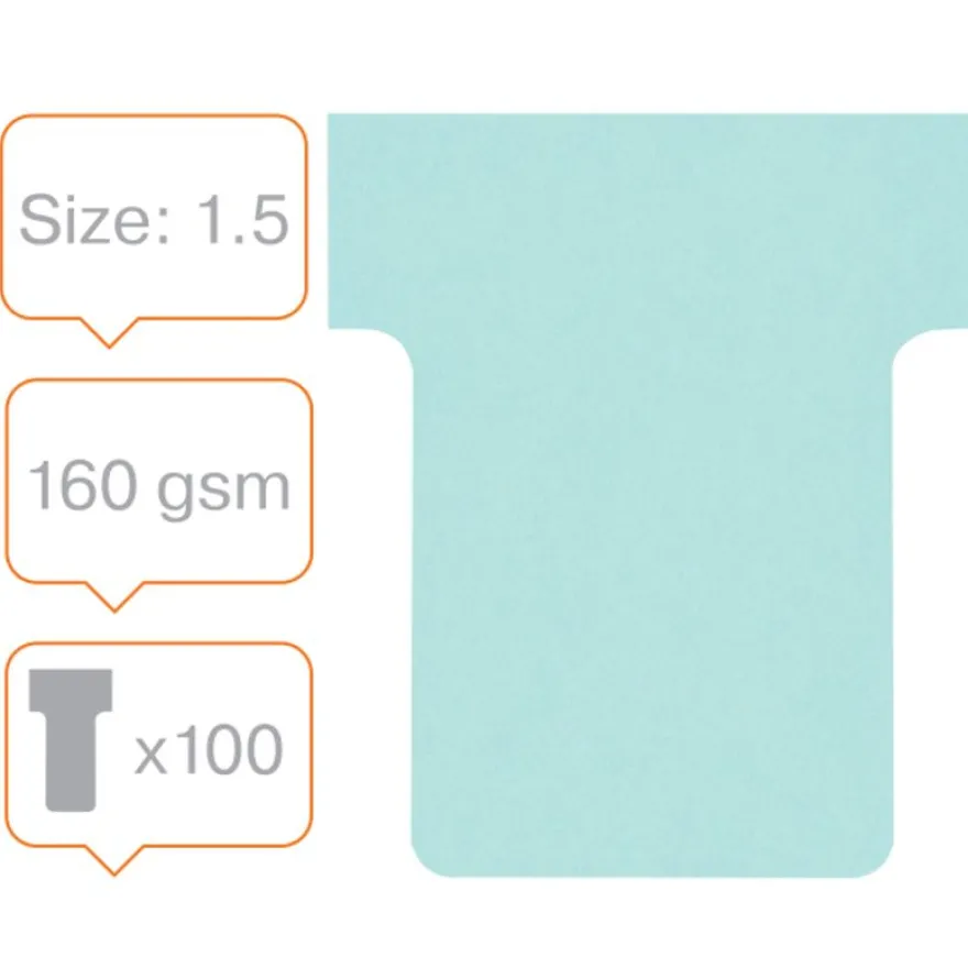 Nobo - 100 Fiches en T - Taille 1,5 - bleu
