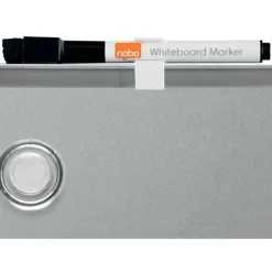 Nobo - Tableau blanc Slimline en acier laqué - 22 x 28 cm - magnétique - cadre gris