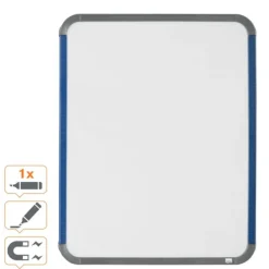 Nobo - Tableau blanc Slimline en acier laqué - 28 x 36 cm - magnétique - cadre gris