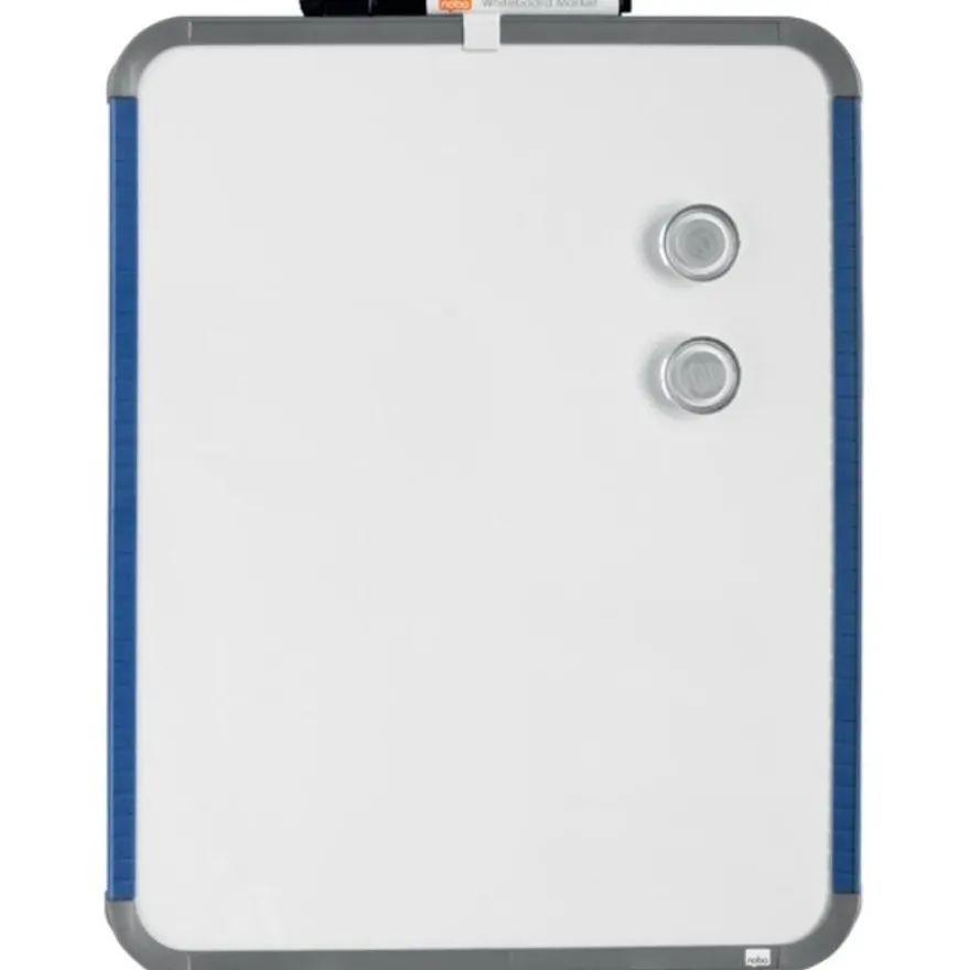 Nobo - Tableau blanc Slimline en acier laqué - 28 x 36 cm - magnétique - cadre gris