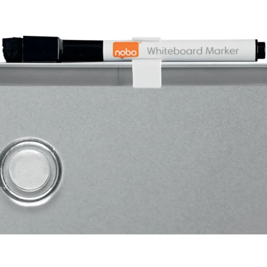 Nobo - Tableau blanc Slimline en acier laqué - 58 x 43 cm - magnétique - cadre gris