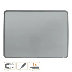Nobo - Tableau blanc Slimline en acier laqué - 58 x 43 cm - magnétique - cadre gris