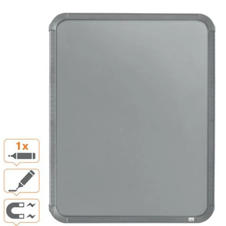 Nobo - Tableau couleur argenté Slimline en acier laqué - 360 x 280 mm