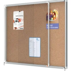 Nobo - Vitrine d'affichage - 15 feuilles A4 - surface liege - porte coulissante - 113,7 x 96,7 x 6,3 cm