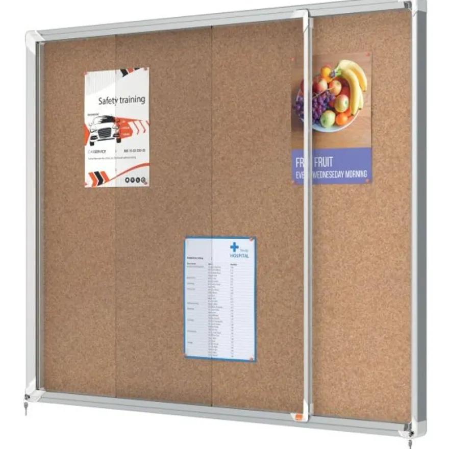 Nobo - Vitrine d'affichage - 15 feuilles A4 - surface liege - porte coulissante - 113,7 x 96,7 x 6,3 cm