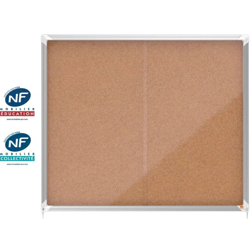 Nobo - Vitrine d'affichage - 15 feuilles A4 - surface liege - porte coulissante - 113,7 x 96,7 x 6,3 cm