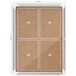Nobo - Vitrine d'affichage - 4 feuilles A4 - surface liege - porte battante - 49,3 x 66,7 x 4,3 cm