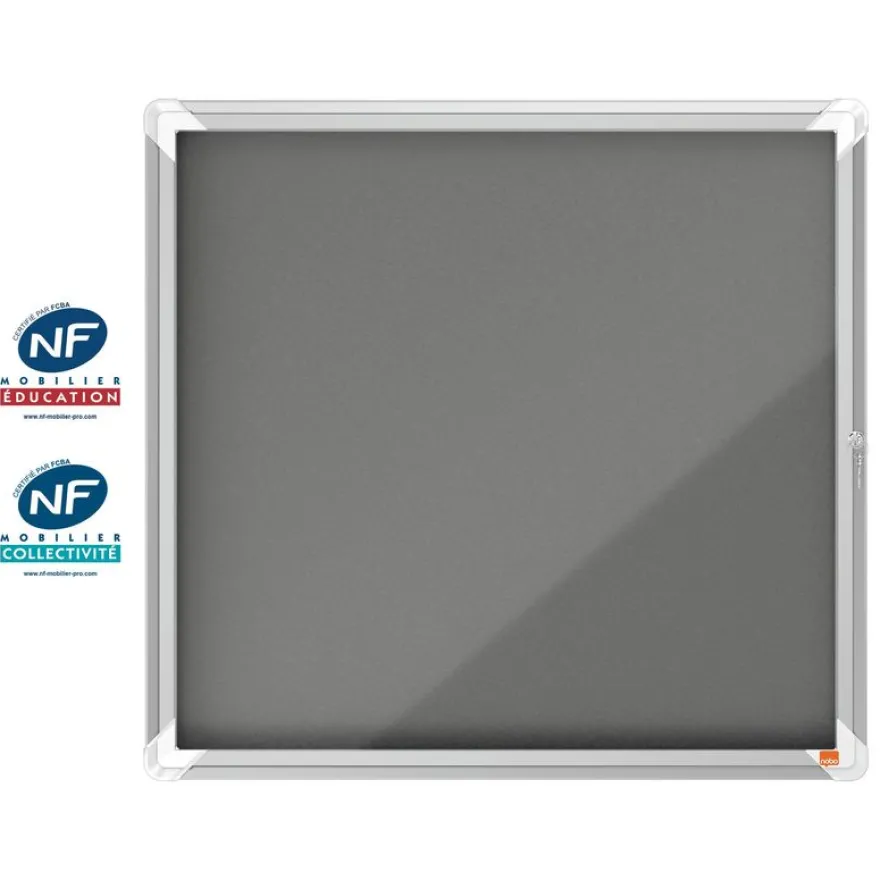 Nobo - Vitrine d'affichage - 6 feuilles A4 - surface en feutre gris - porte battante - 70,8 x 66,7 x 4,3 cm