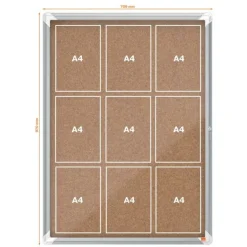 Nobo - Vitrine d'affichage - 9 feuilles A4 - surface liege - porte battante - 70,8 x 96,9 x 4,3 cm