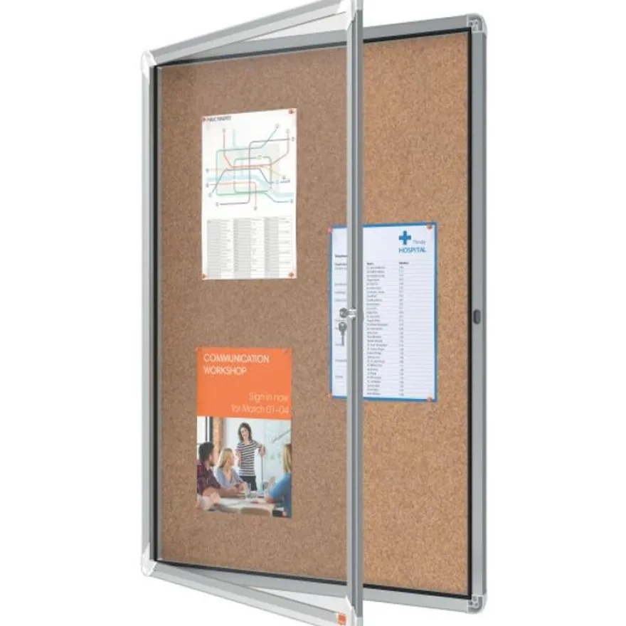 Nobo - Vitrine d'affichage - 9 feuilles A4 - surface liege - porte battante - 70,8 x 96,9 x 4,3 cm