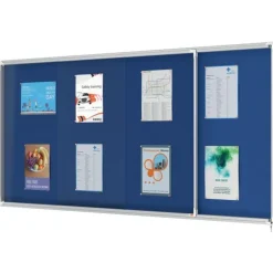 Nobo - Vitrine d'affichage - 27 feuilles A4 - surface en feutre bleu - porte coulissante - 199,7 x 96,7 x 6,3 cm