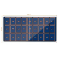 Nobo - Vitrine d'affichage - 27 feuilles A4 - surface en feutre bleu - porte coulissante - 199,7 x 96,7 x 6,3 cm