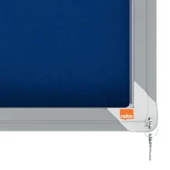 Nobo - Vitrine d'affichage - 27 feuilles A4 - surface en feutre bleu - porte coulissante - 199,7 x 96,7 x 6,3 cm