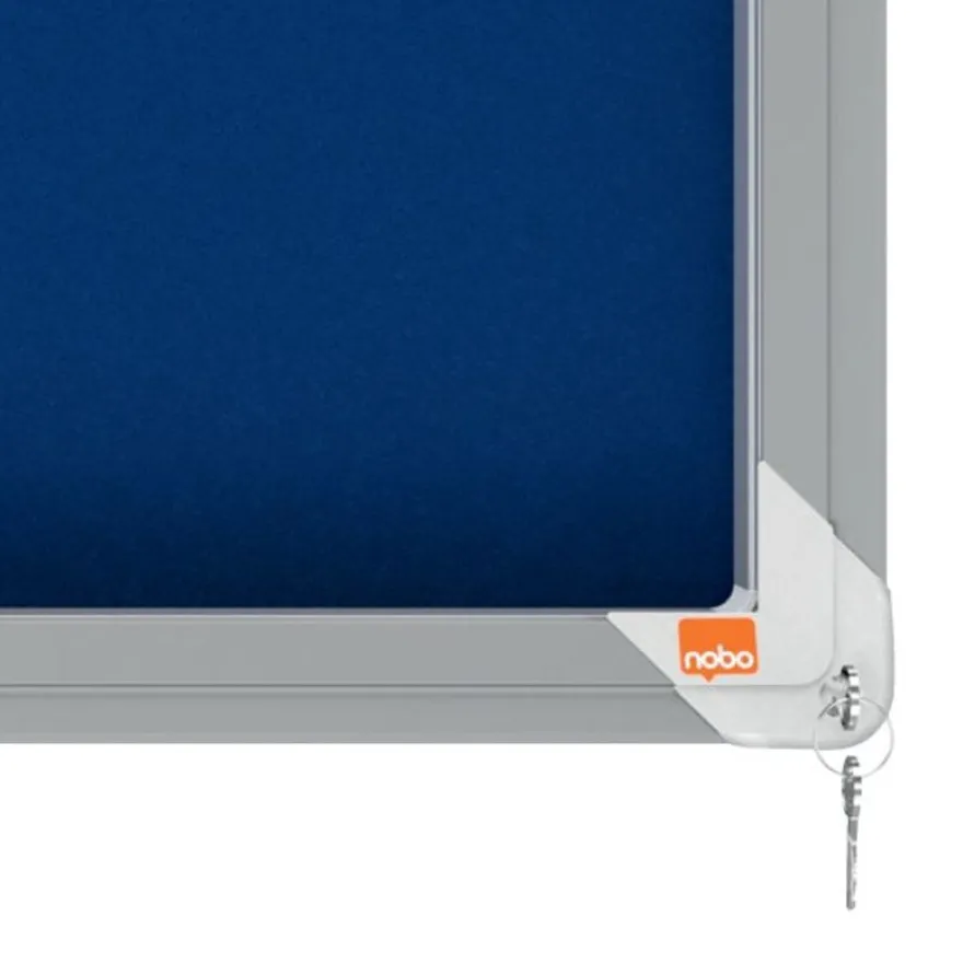 Nobo - Vitrine d'affichage - 27 feuilles A4 - surface en feutre bleu - porte coulissante - 199,7 x 96,7 x 6,3 cm