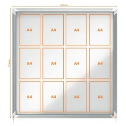 Nobo - Vitrine d'affichage - 12 feuilles A4 - surface magnetique - porte coulissante - 92,2 x 96,7 x 6,3 cm