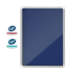 Nobo - Vitrine d'affichage - 9 feuilles A4 - surface en feutre bleu - porte battante - 70,8 x 96,9 x 4,3 cm