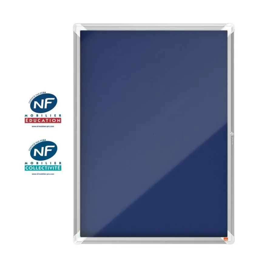 Nobo - Vitrine d'affichage - 9 feuilles A4 - surface en feutre bleu - porte battante - 70,8 x 96,9 x 4,3 cm