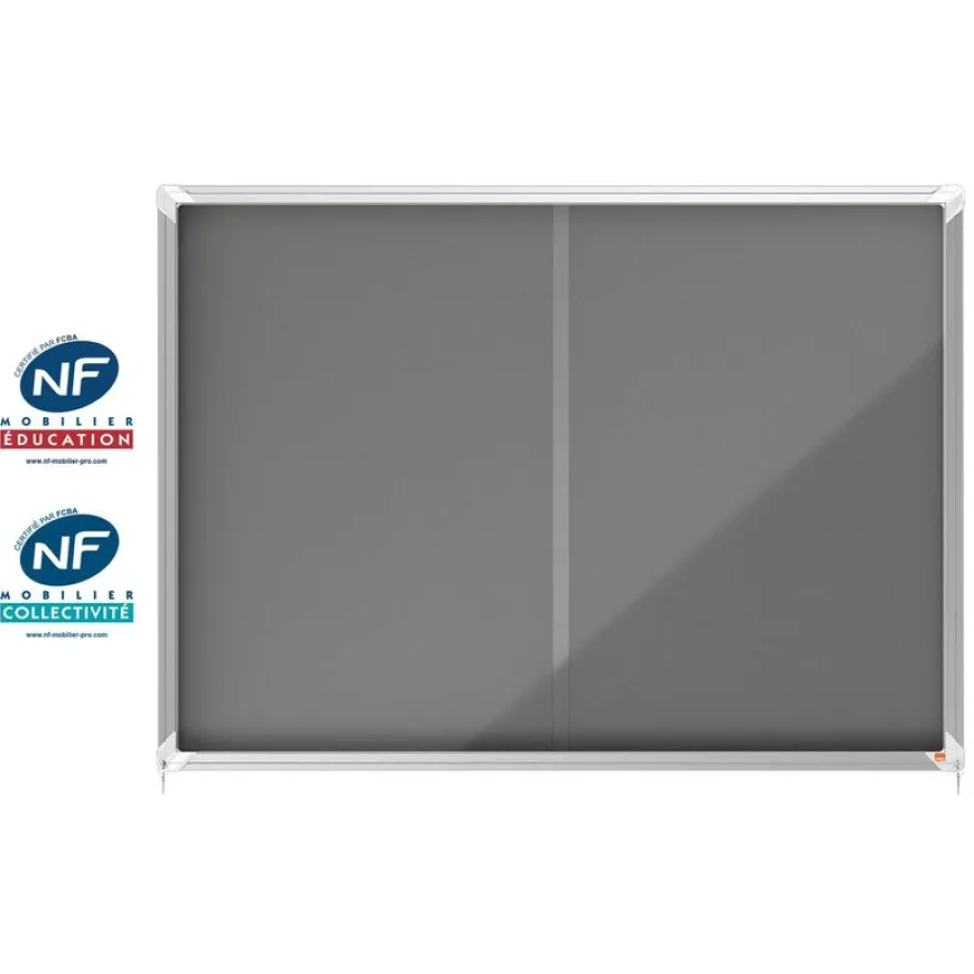 Nobo - Vitrine d'affichage - 18 feuilles A4 - surface en feutre gris - porte coulissante - 135,2 x 96,7 x 6,3 cm