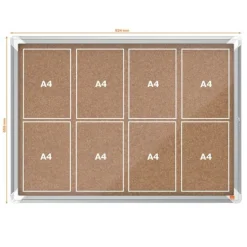 Nobo - Vitrine d'affichage - 8 feuilles A4 - surface liege - porte battante - 92,3 x 66,7 x 4,3 cm