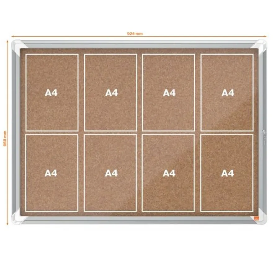 Nobo - Vitrine d'affichage - 8 feuilles A4 - surface liege - porte battante - 92,3 x 66,7 x 4,3 cm